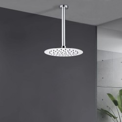 Round Chrome Rainfall Shower Head with Ceiling Mounted Shower Arm
